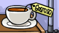 O logotipo de Goodtea em português, na missão O Resgate da Avalanche.
