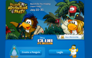 Uma tela de login para promoção da festa.