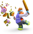 Um pinguim quebrando uma pinhata, da Festa Ilha do Club Penguin no Club Penguin