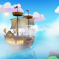 O Migrador indo até a Ilha do Club Penguin.