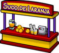 Uma barraca de suco de laranja.