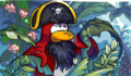 Rockhopper andando pelas plantas na Ilha Rockhopper.