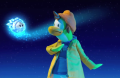 Roofhowse junto a um Puffle de Cristal Azul.
