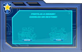 A interface de teleporte do QG dos Super-Heróis.