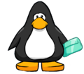 O item visto em um cartão de pinguim.