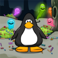 O item num cartão de pinguim.