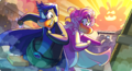 Shadow Guy e Gamma Gal na 499ª edição do Club Penguin News com novos uniformes.